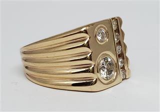 Gent's Diamond Fashion Ring 7 Diamonds .75 Carat T.W. 14K Yellow Gold 9.4g